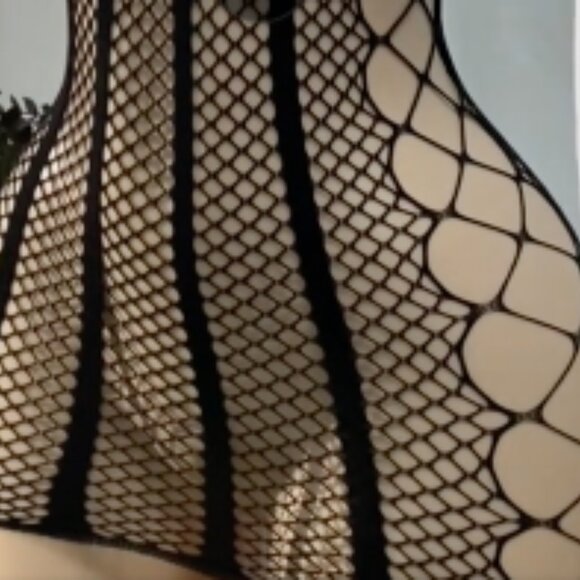 Black Knitted Fishnet Swim Cover-Up Dress - Picture 4 of 6